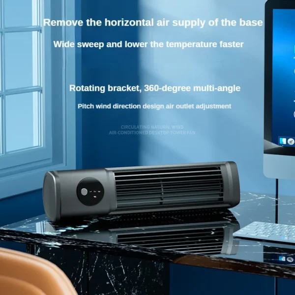 Rechargeable Desktop Tower Fan Black - Image 2
