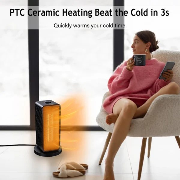 Electric Vertical Heater with 70° Oscillating Head 1200W - Image 3