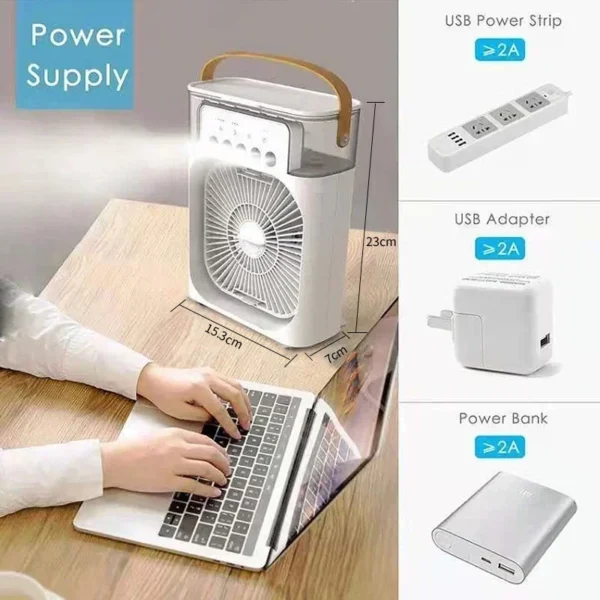 Mini Air Cooler with LED Night Light, Portable Humidifier - Image 3